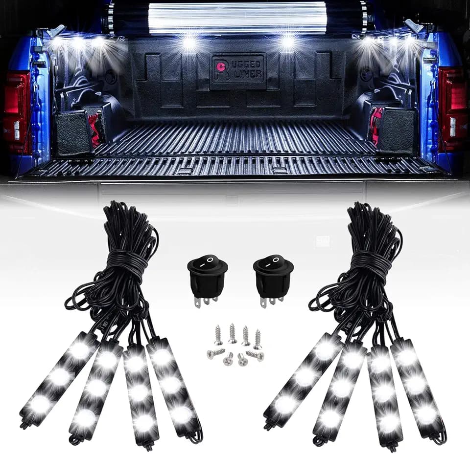 Nilight 8PCS 24LED Truck Pickup Bed Rock Cargo Light Kit White