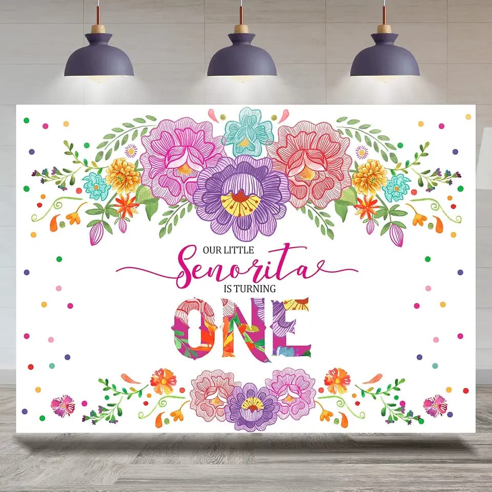 Mexican Fiesta 1st Birthday Backdrop for Girls Flowers Senorita Turning One Photography Background 7x5ft Fiesta Girl's First Birthday Party Decorations Supplies Banner Photo Booth Props
