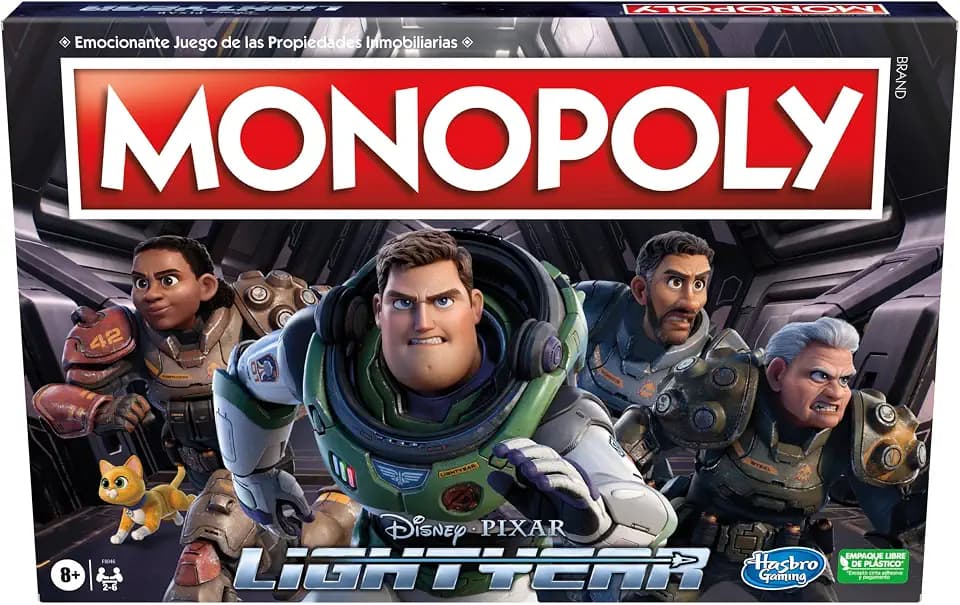 MONOPOLY Disney und Pixar Lightyear für Kinder, Brettspiele, Spiele für die ganze Familie, 8 Jahre und mehr, mehrfarbig