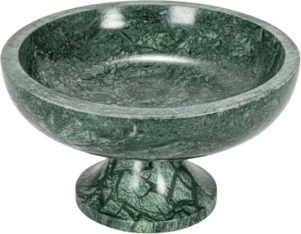 Bloomingville Marble Footed Pedestal Bowl, Green