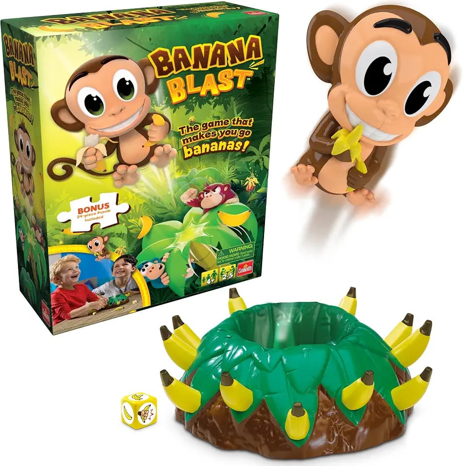 Goliath Banana Blast - Pull The Bananas Until The Monkey Jumps Game - Includes a Fun Colorful 24pc Puzzle by Goliath , Green
