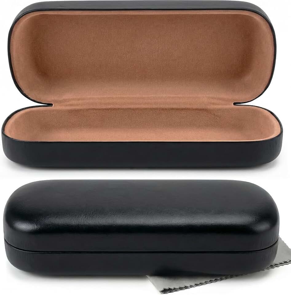 Hardcase Brillenetui, Softtouch PU Leder Brillenetui, Wird mit einem Mikrofasertuch zur Reinigung geliefert für Sonnenbrille Lesebrille Travel Reise
