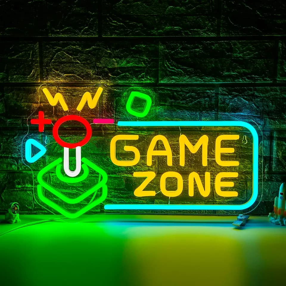 Game Zone Neon Sign Dimmable LED Light for Teens Gamer Room Decor