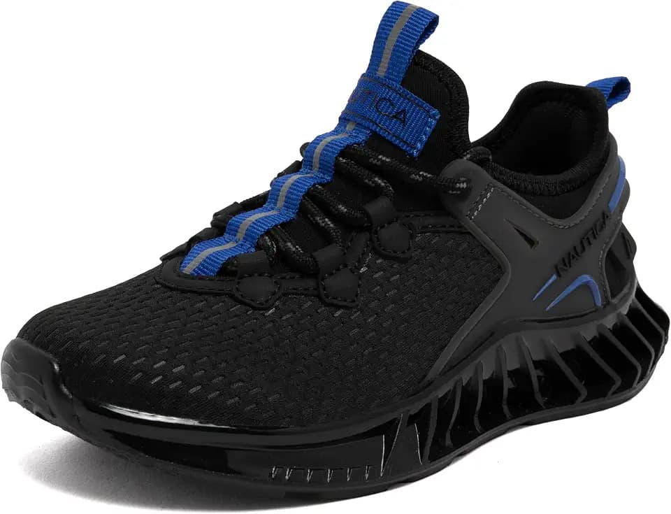 Nautica Kids Youth Athletic Sneakers for Boys & Girls, Running Mesh Running Shoes with Flexible Cushion Sole, Lace-Up/Bungee Comfort Trainers for School & Play (Little Kid/Big Kid)