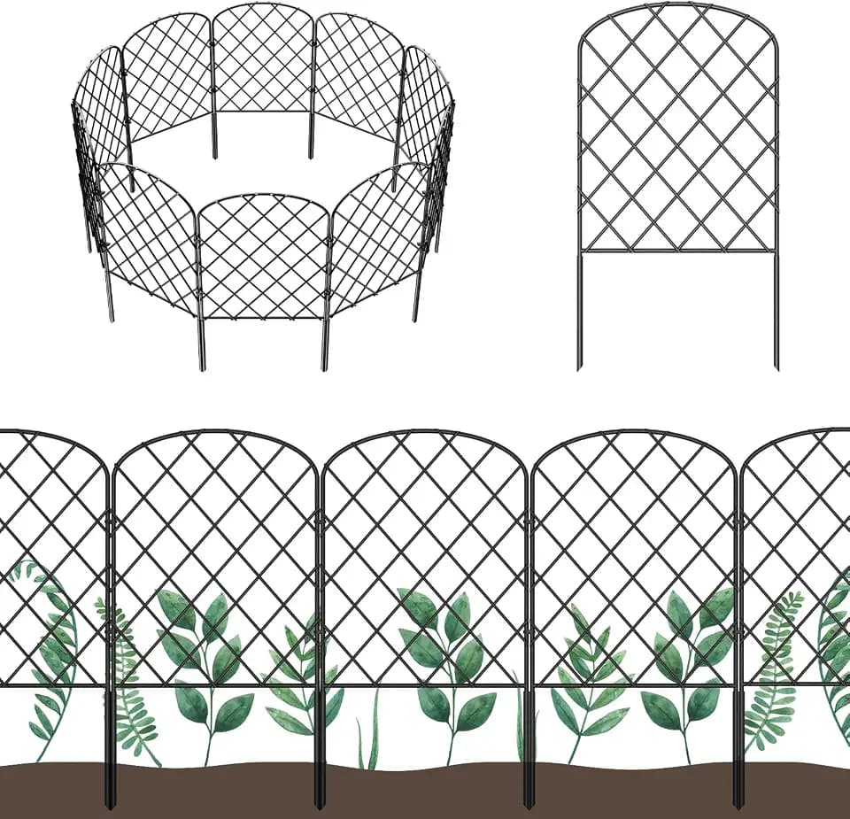 OUSHENG 10 Pack Decorative Garden Fence, Total 10ft(L) x 24in(H)