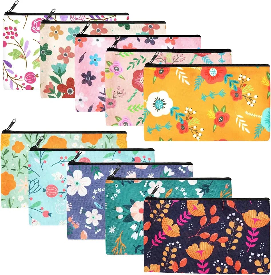 Reginary 20 Pcs Flower Makeup Bags Gifts for Women Canvas Cosmetic Bag