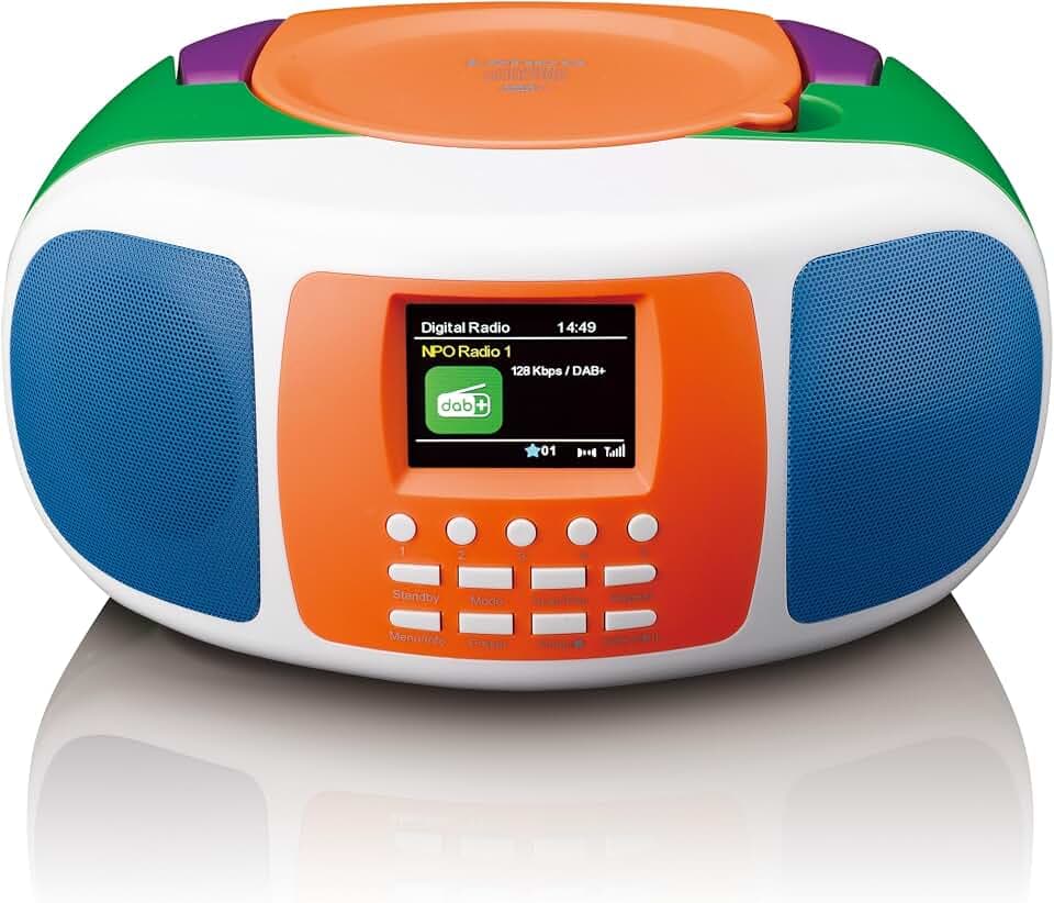 Lenco SCD-861KIDS - CD Player - Radio CD Player - auch für Kinder - Tragbar | Farbdisplay - Wecker - Akku- & Netzbetrieb - AUX - Bunt