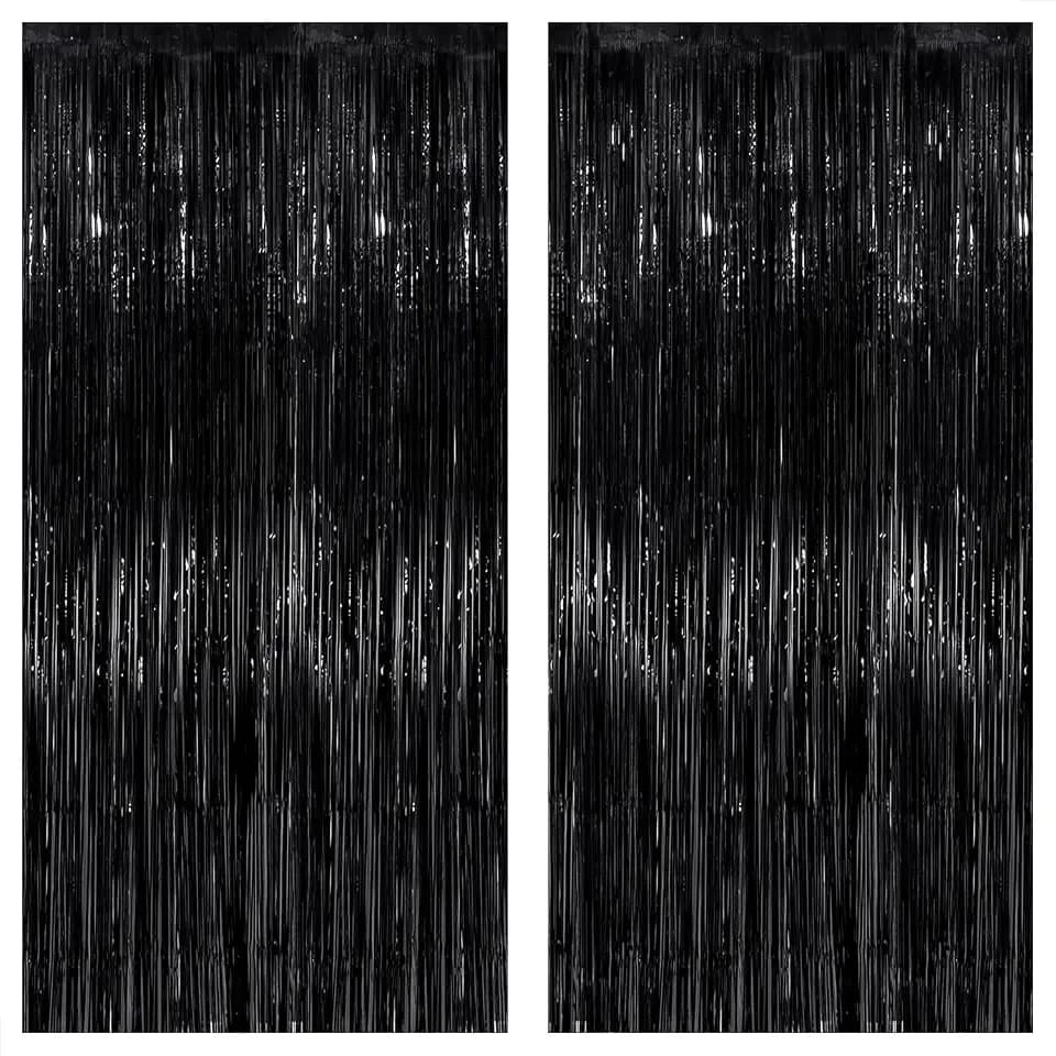 KatchOn XtraLarge 2 Pcs Black Fringe Backdrop Black Streamers Decorations