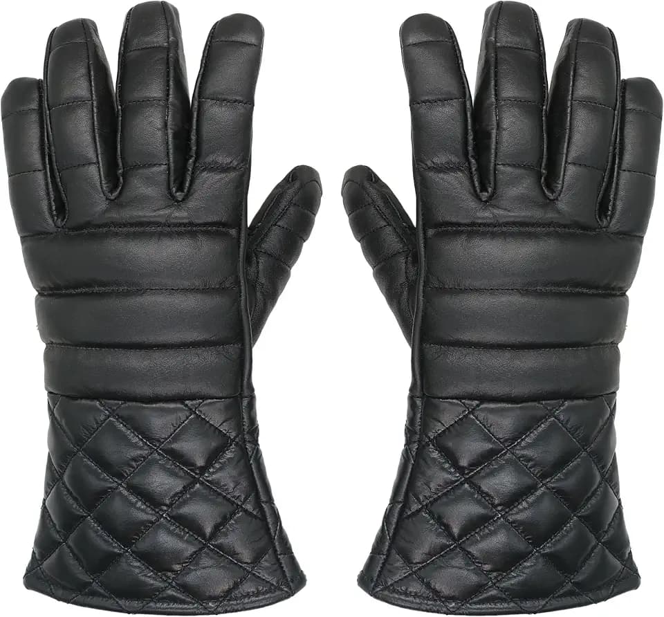 Mythrojan Hema Zaun Handschuhe aus Leder, leicht gepolstert, Mittelalterliche Renaissance