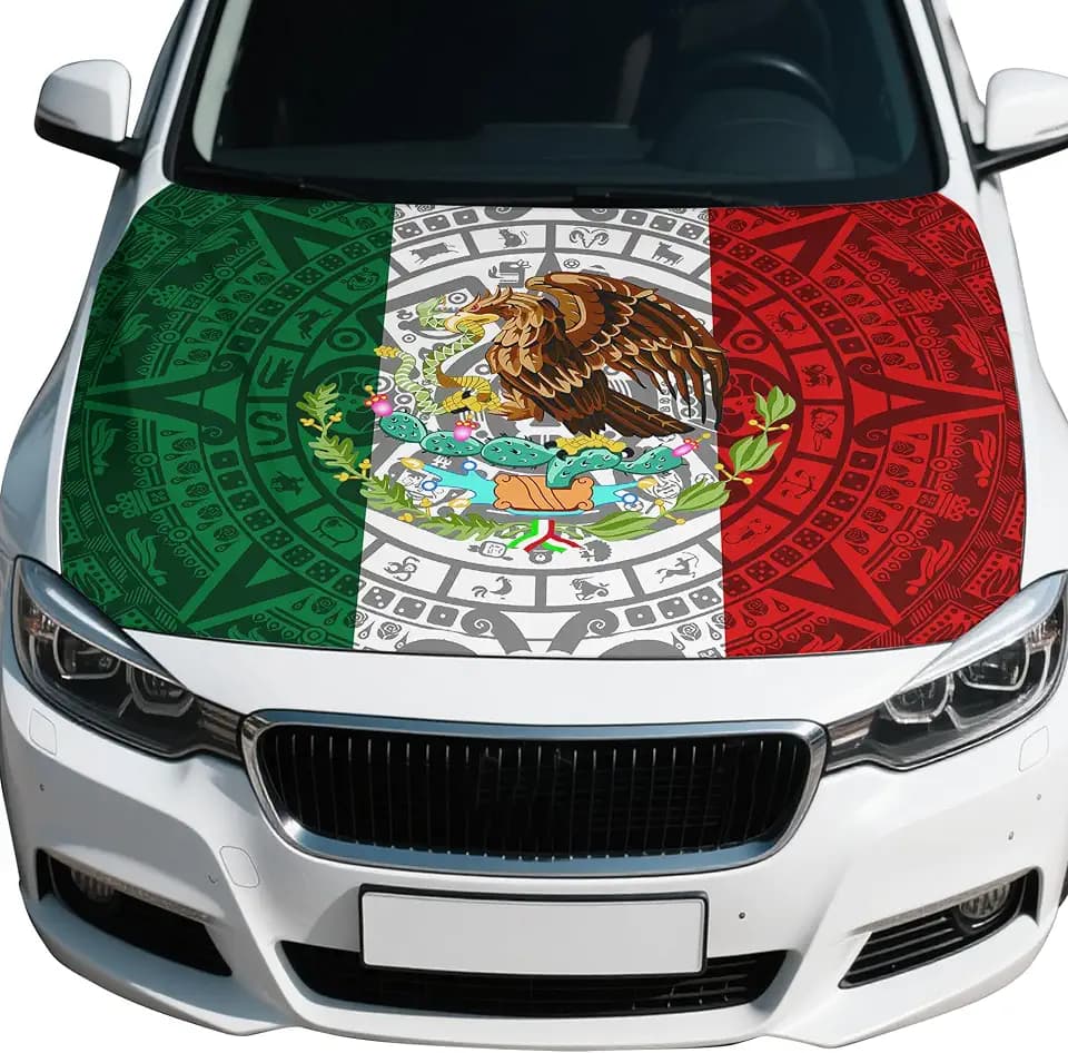 Mexico Flag Car Hood Cover, Universal Fit for Car, SUV, or Van