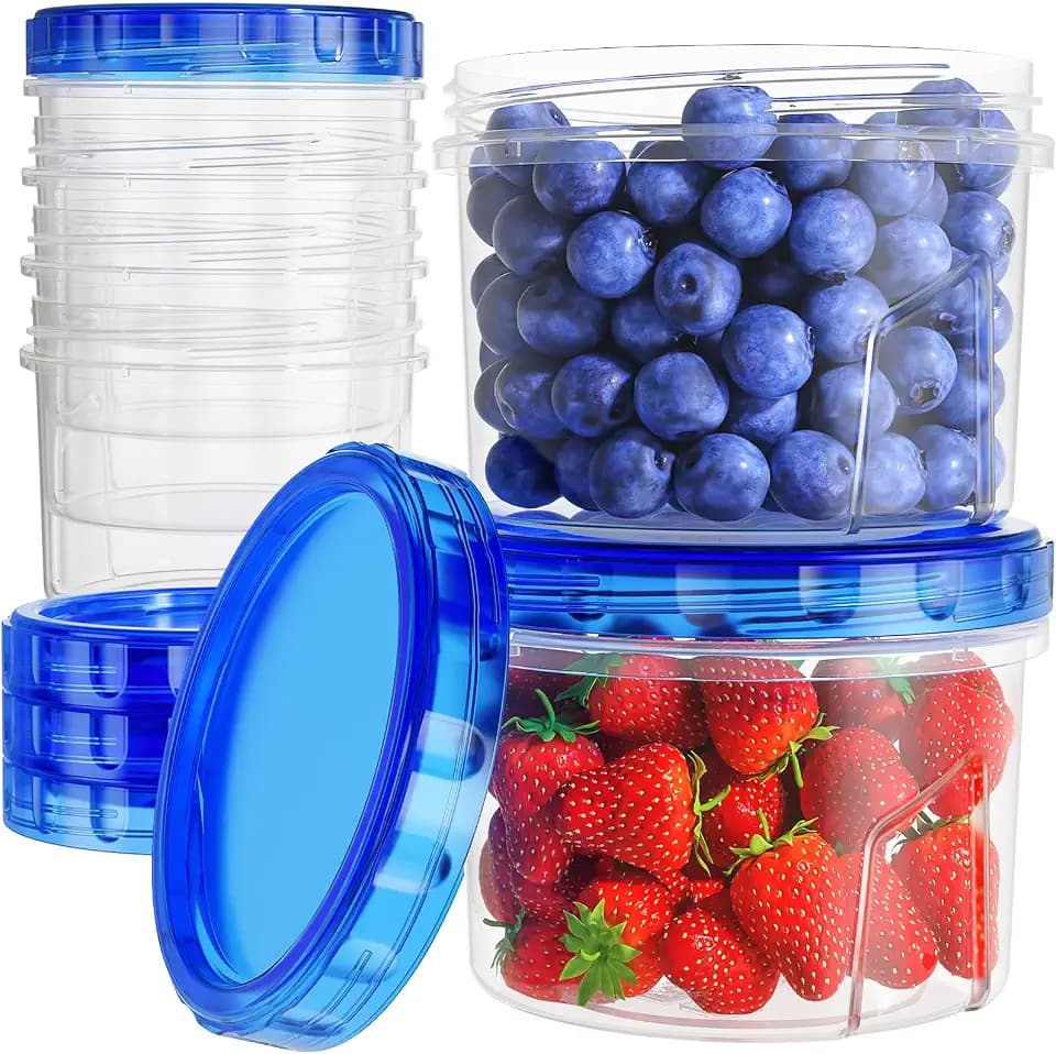 HOMETALL Freezer Storage Containers, [6 Pack-16 Oz] Airtight Plastic