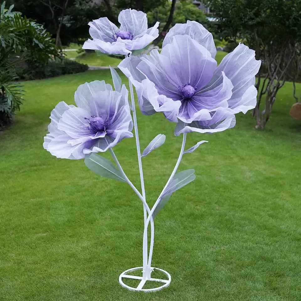 Giant Artificial Flower Decor with Stand,Oversized Freestanding Gradient Statement Flower for Wedding Flower Decor,Event,Commercial Display,Photo Backdrop & Home Decoration (Purple)