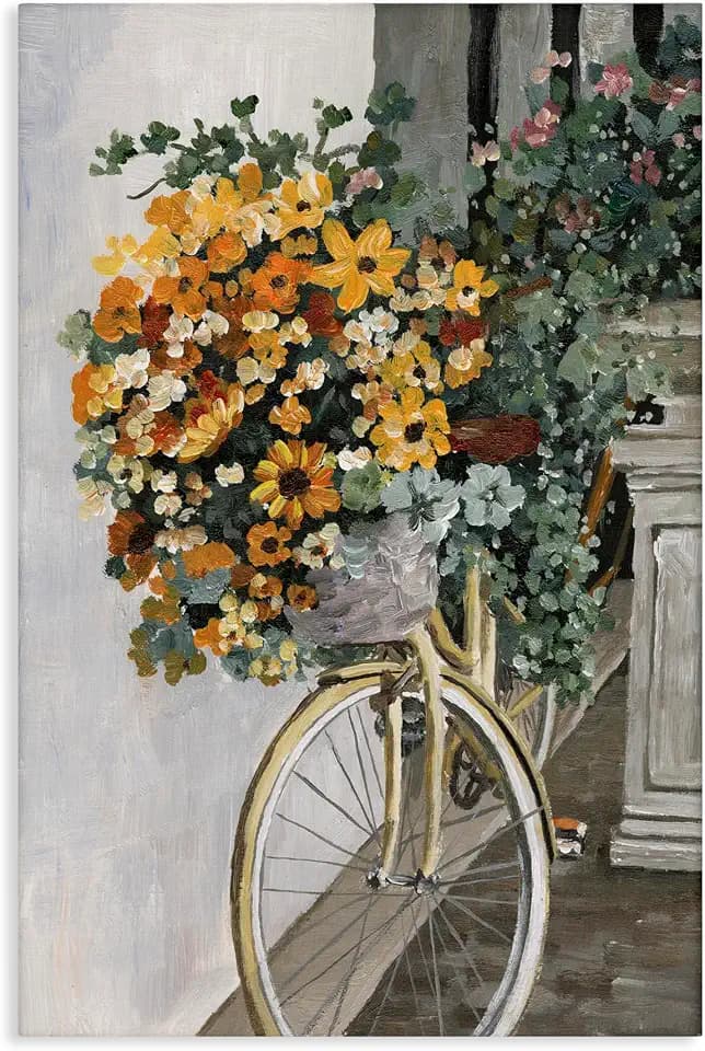 Stupell Industries Bouquet on Bicycle Floral, 20 x 30 Inch Canvas Wall Art