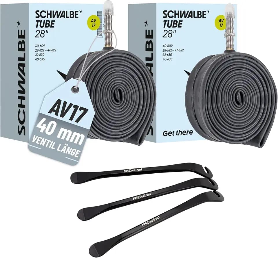 Schwalbe 2X Fahrrad Schlauch AV17 28 Zoll - Trekking & City Reifen - Set
