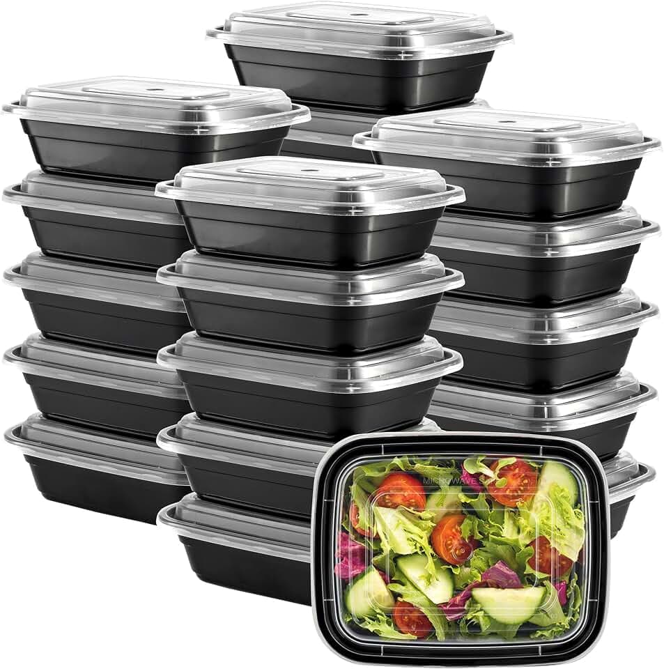 GUSTO 12 oz Meal Prep Containers with Lids [50 Sets] 1-Compartment