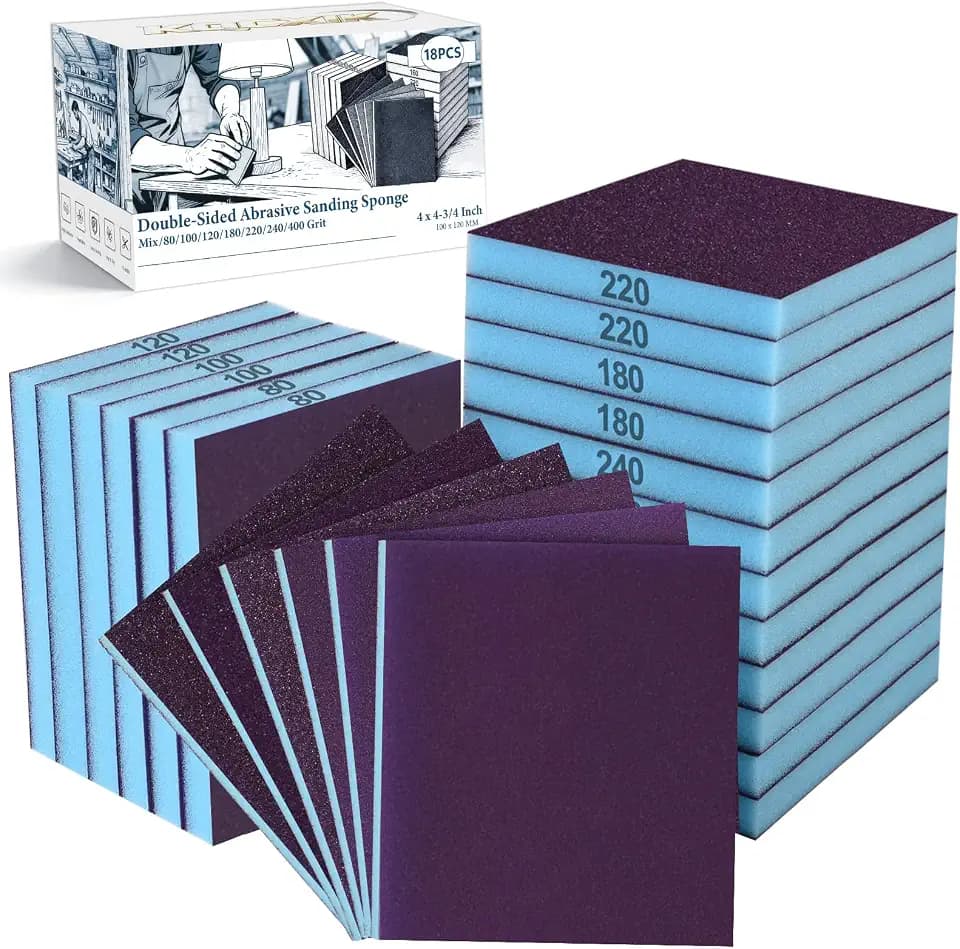 18 Pack Wet Dry Sanding Sponge Set, Mix Grit Foam Blocks Sandpaper