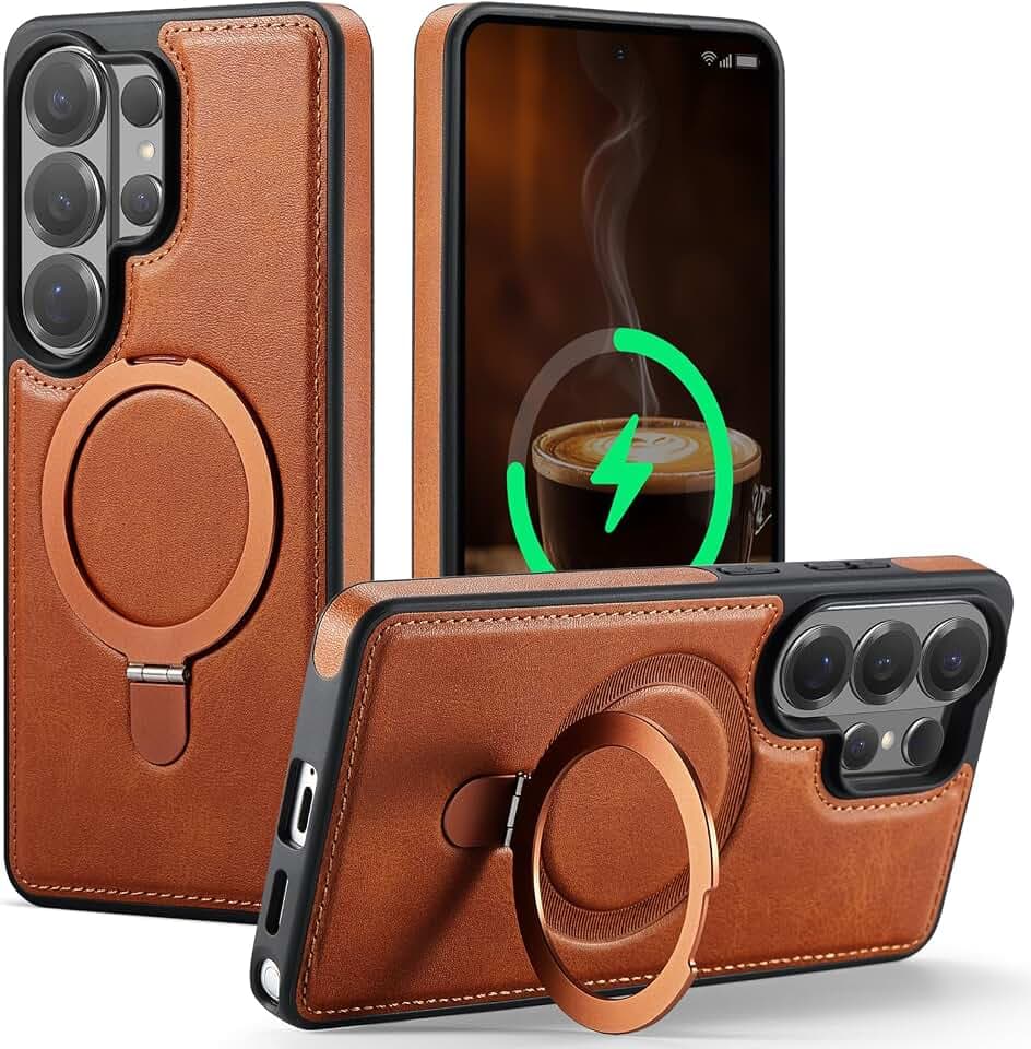 for Galaxy S26 Ultra Case with Stand Compatible Magsafe, Brown