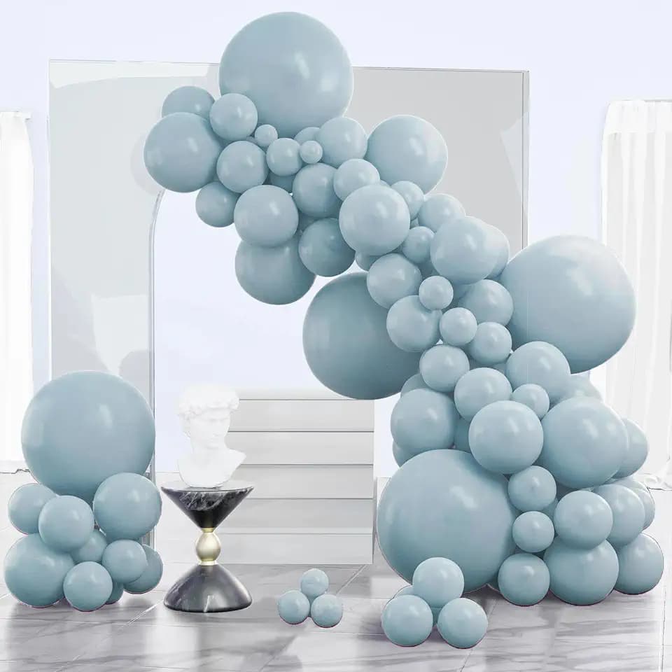PartyWoo Dusty Blue Balloons 120pcs Light Blue Aqua Boho Different Sizes