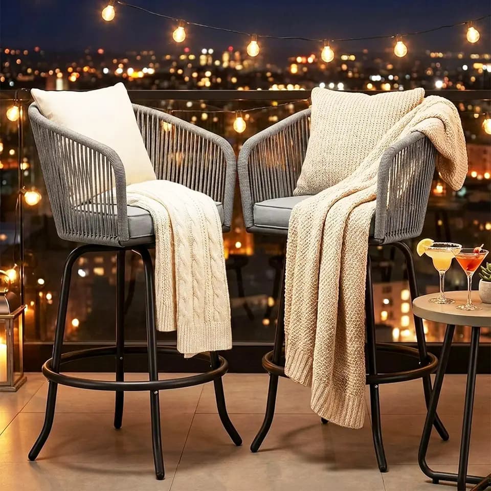 YITAHOME 27" Bar Stools Set of 2 with Arms & Cushions