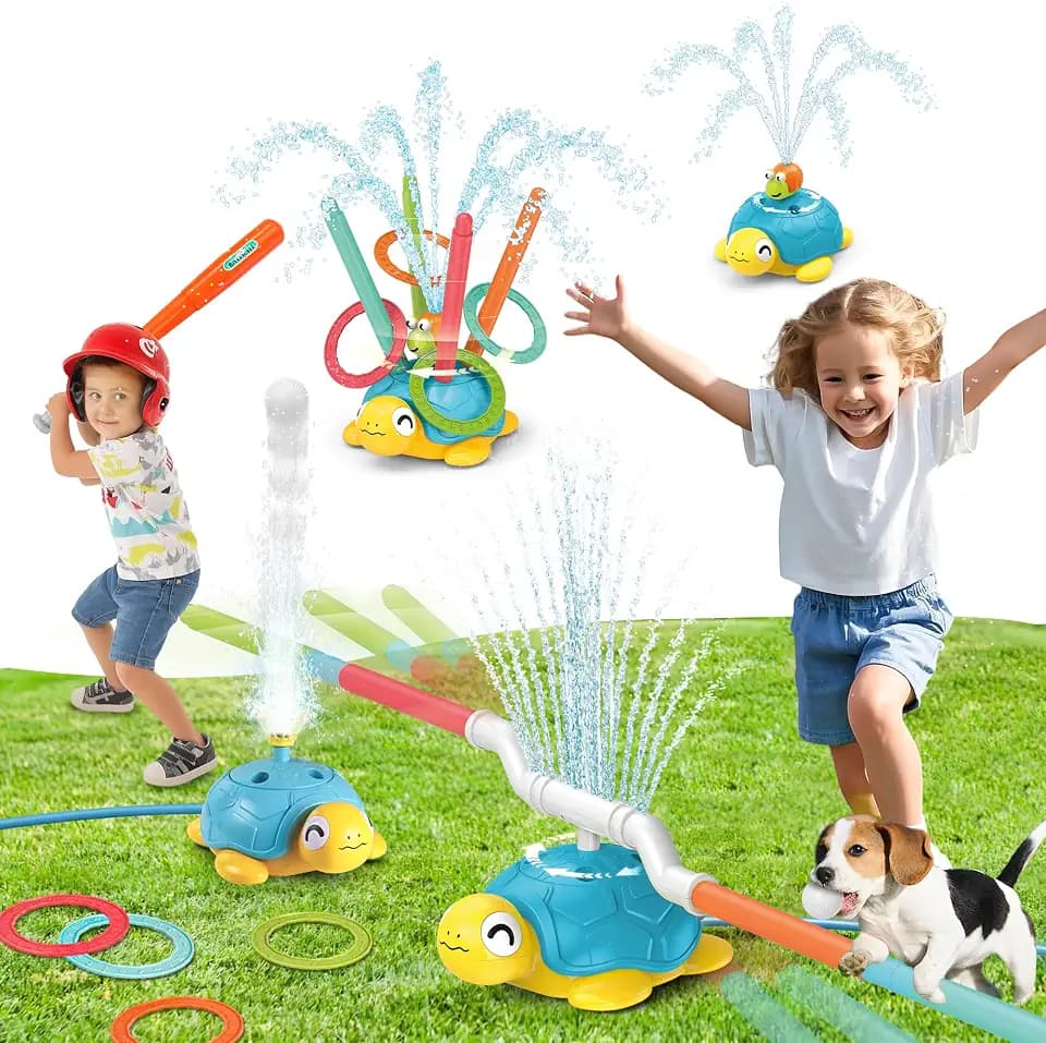 4 in 1 Wasserspielzeug Kinder, Sommer Schildkröte Wassersprinkler Spielzeug