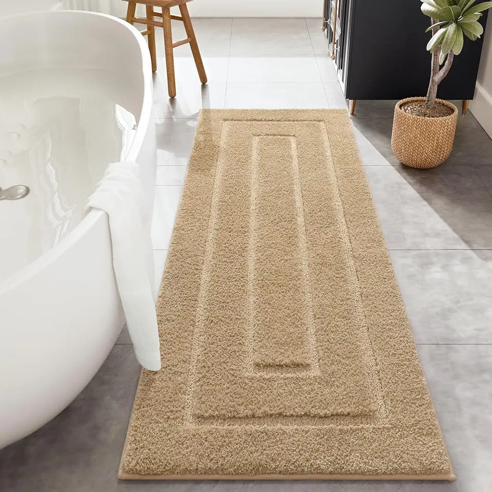 HOMORE Bathroom Runner Rug 24x60 Inch Beige Long Bathroom Runner Rugs
