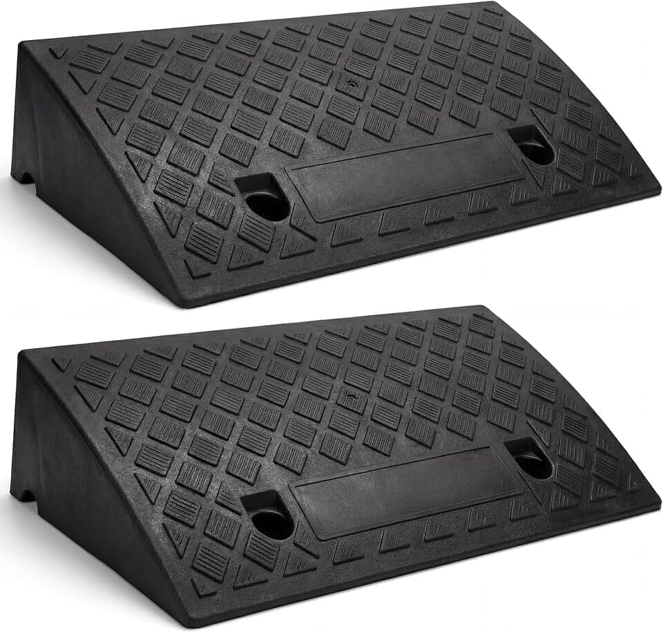 5" Rise Threshold Ramps for Doorways, Curb Ramps for Driveway 2 Pack, 6614lbs Capacity Portable Rubber Wheelchair Ramp, Driveway Ramp for Car, Cart, Hand Truck, Motorcycle, Bikes, Dollies