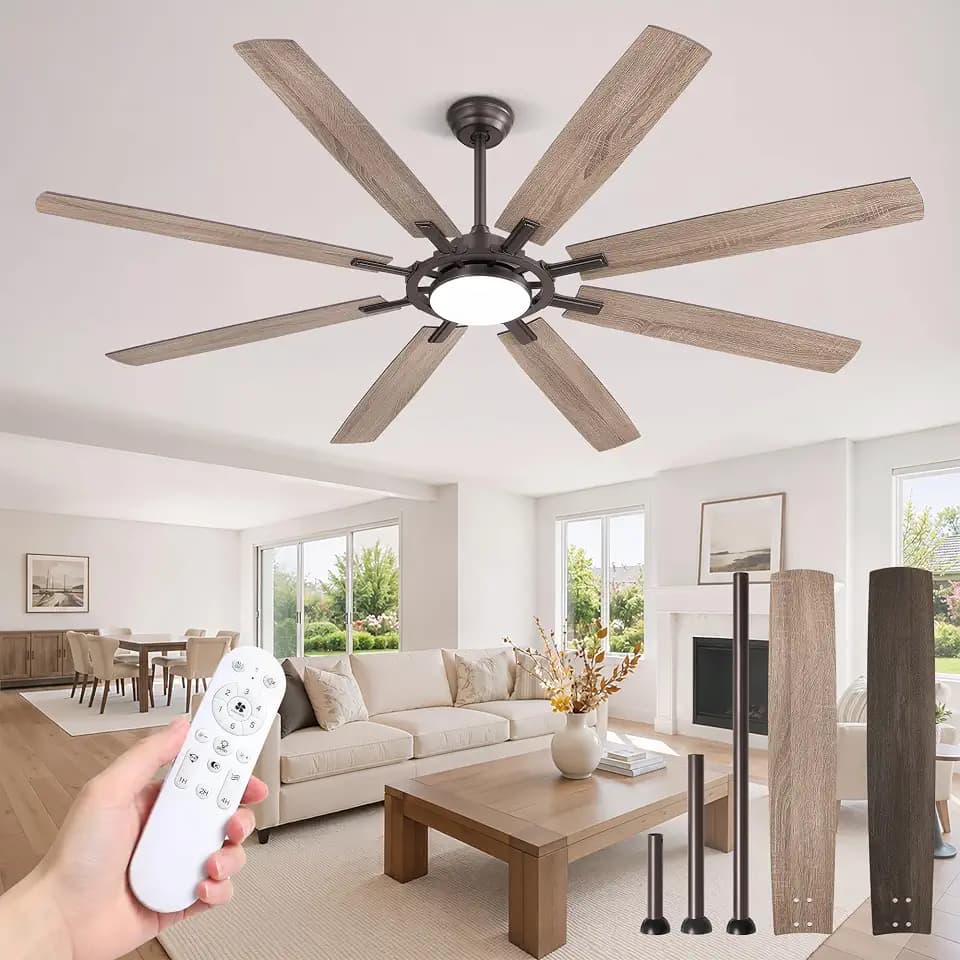 Fanbulous 72 Inch Black Ceiling Fans with 3CCT Lights and Remote, 24W