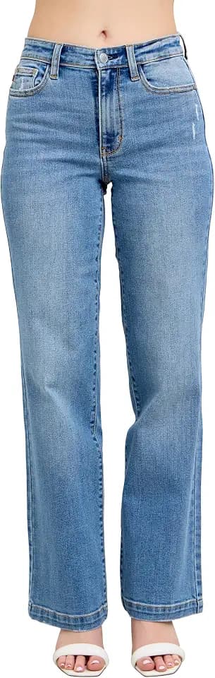 Judy Blue Womens Jeans - High Waisted Trouser Straight Fit