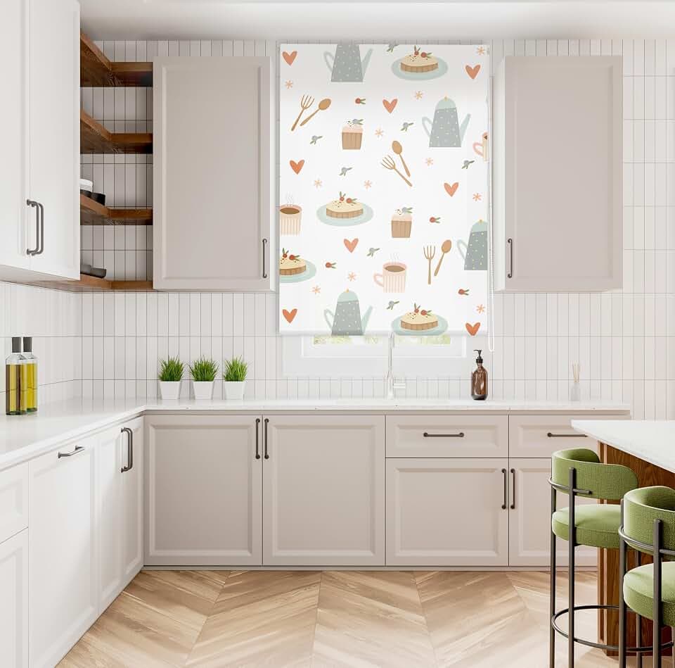 Blindecor Digital | Rollo transparent bedruckt | Familie Küche | Modell C-TERIA | 150 x 180 cm (Breite x Höhe) | Stoffgröße 146 x 175 cm | Fensterrollos