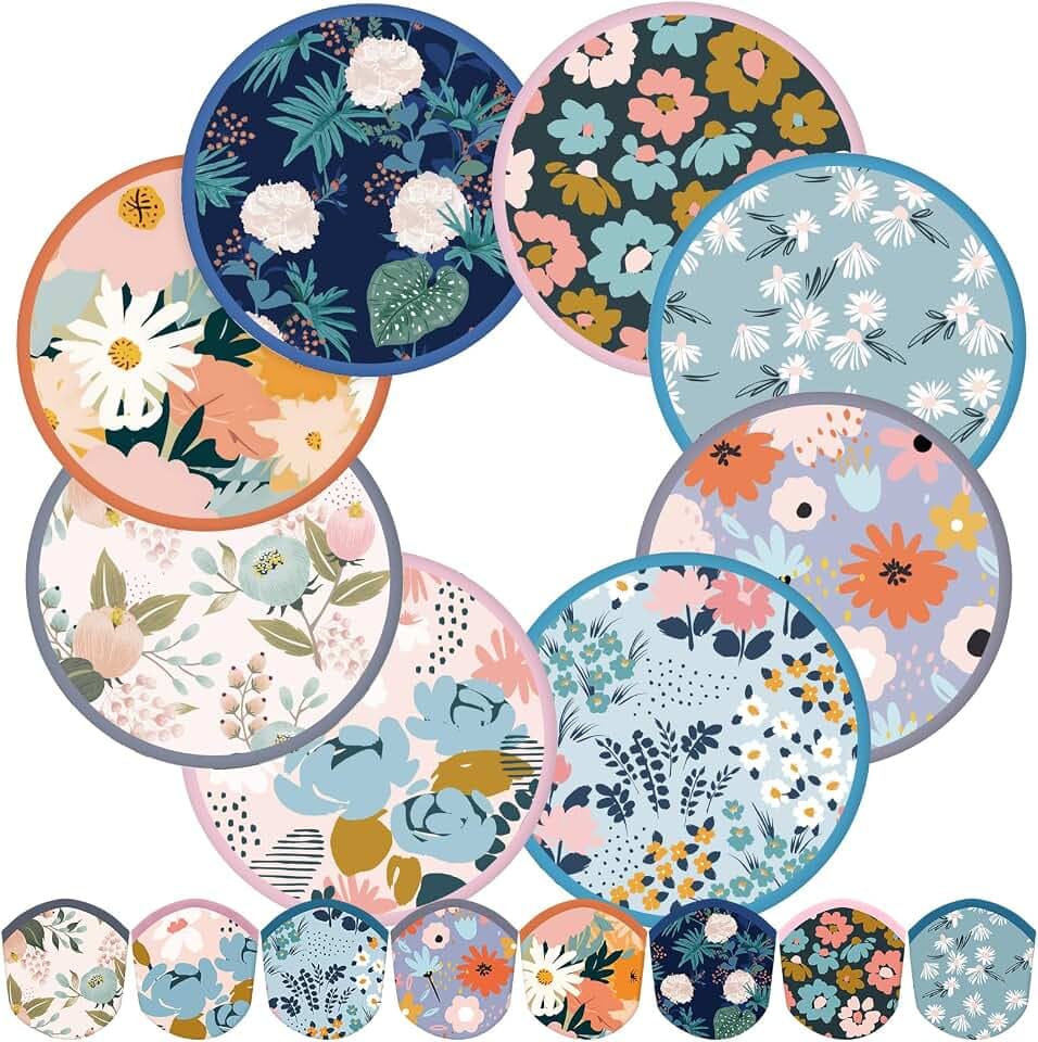 Gejoy 24 Pcs Morandi Floral Foldable Hand Fans Flying Disc 8 Styles