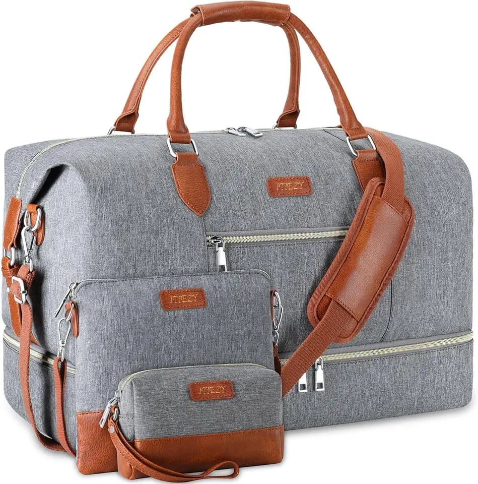 ITIEZY Weekender Bag for Women 21.5" Travel Duffel Large Carry On Bag 3PCS