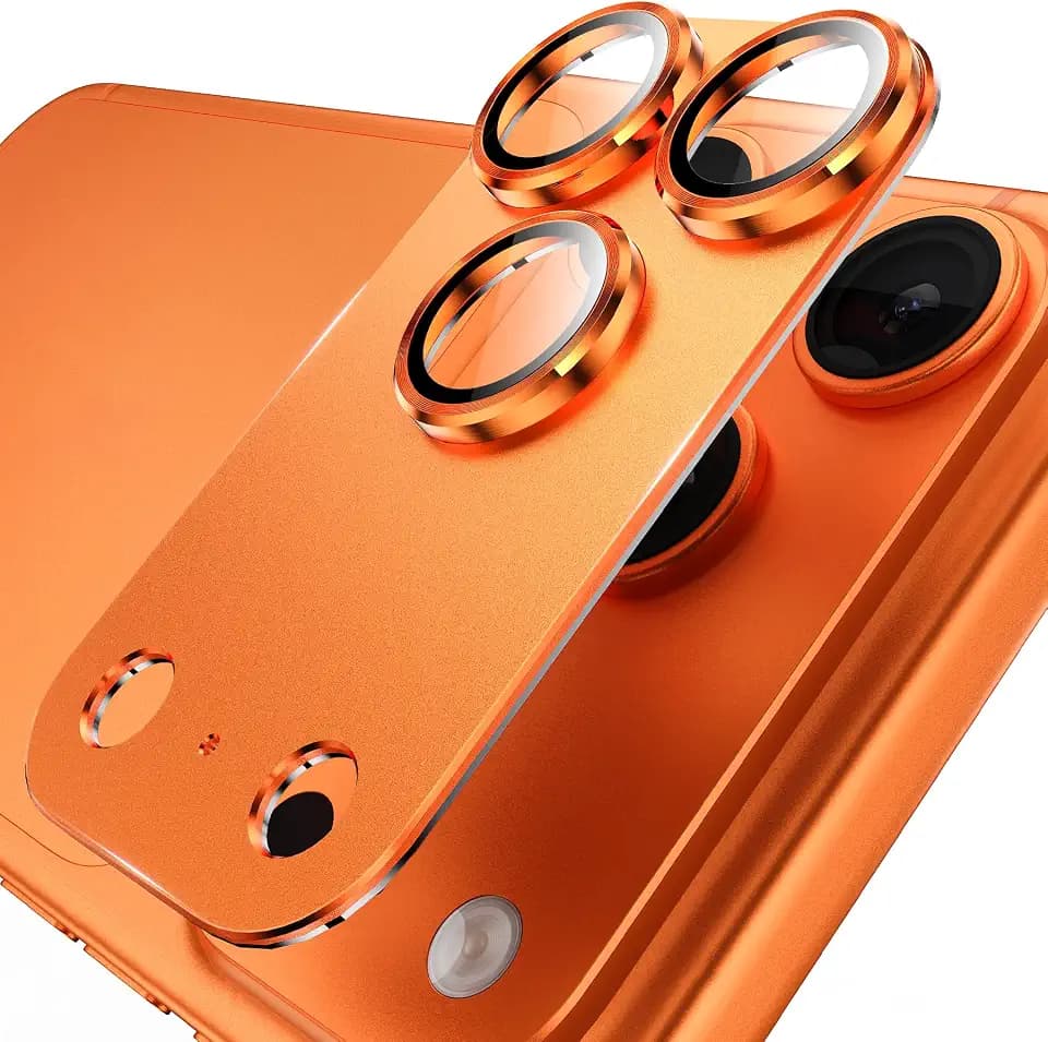 YWXTW Designed for iPhone 17 Pro Camera Lens Protector, [1:1 Perfect Fit] Full Coverage Matte Metal Tempered Glass Camera Screen Cover Accessories, Case Friendly (Cosmic Orange, iPhone 17 Pro)