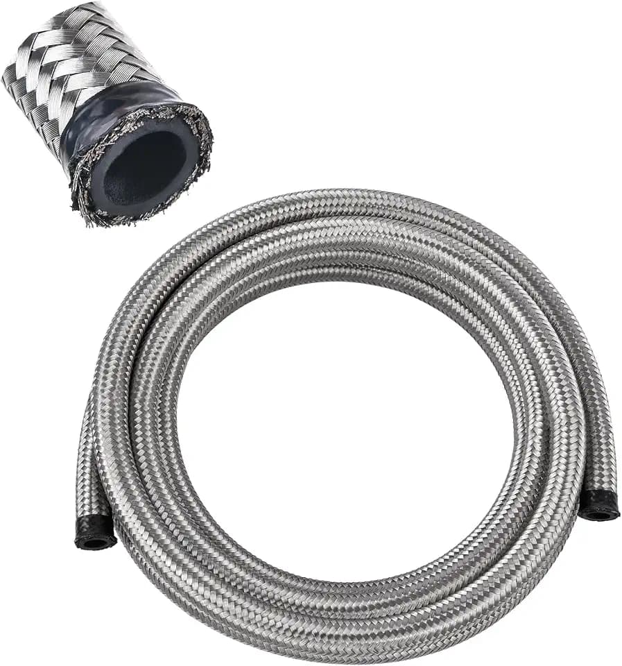 EVIL ENERGY 10AN Fuel Line Nylon CPE, 5FT AN10 Braided Fuel Hose Silver