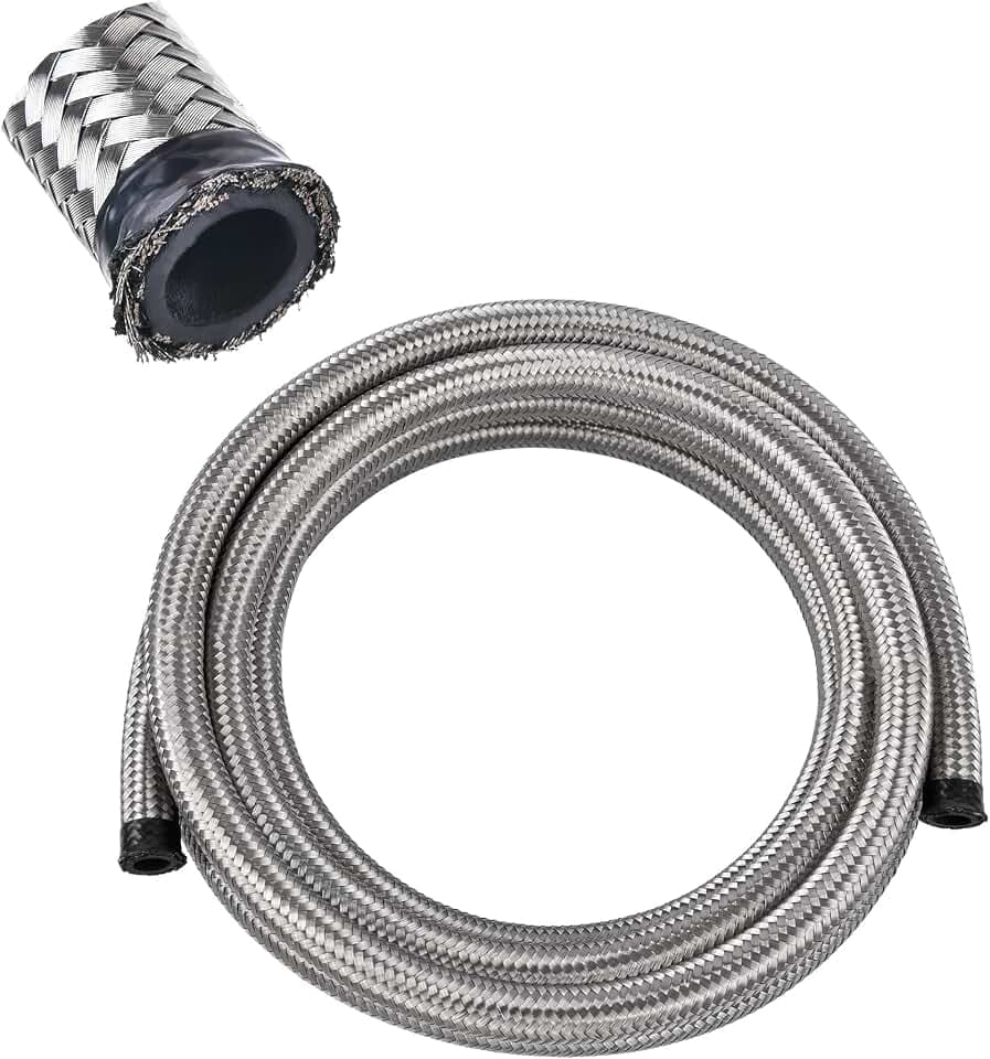 EVIL ENERGY 8AN Fuel Line Nylon CPE, 5FT AN8 Braided Fuel Hose Silver