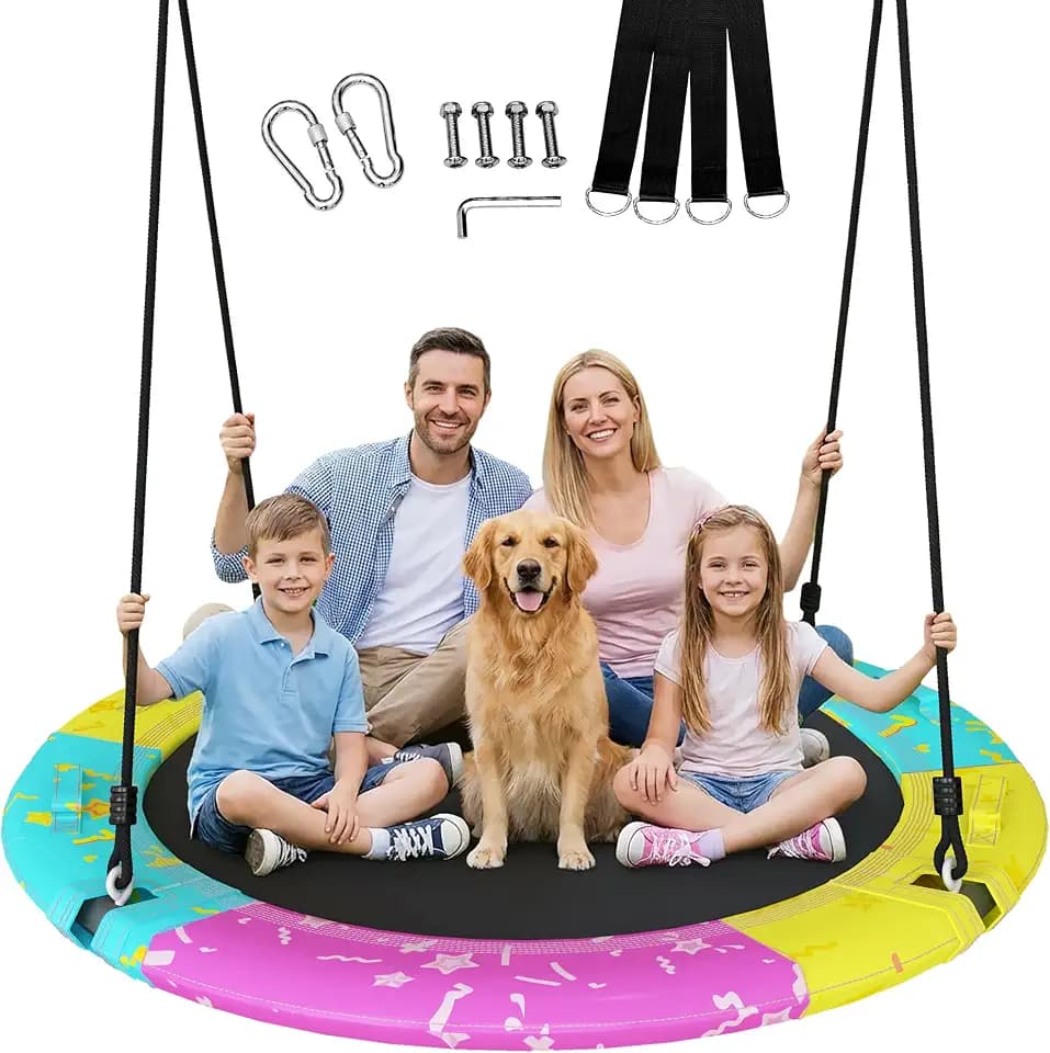 Lamerge 48 Inch Saucer Swing, Tree Swing for Kids, 900 lb Capacity