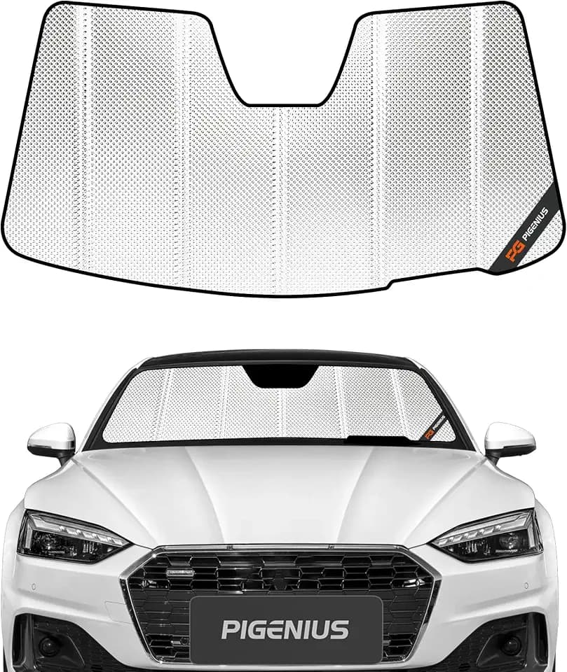 Pigenius Windshield Sun Shade for Audi A5 Quattro Coupe/Sportback/RS5/S5 2018-2025 with Heads up Display. Reflective Aluminum Film Front Window Sunshade - BLAZBLOCK