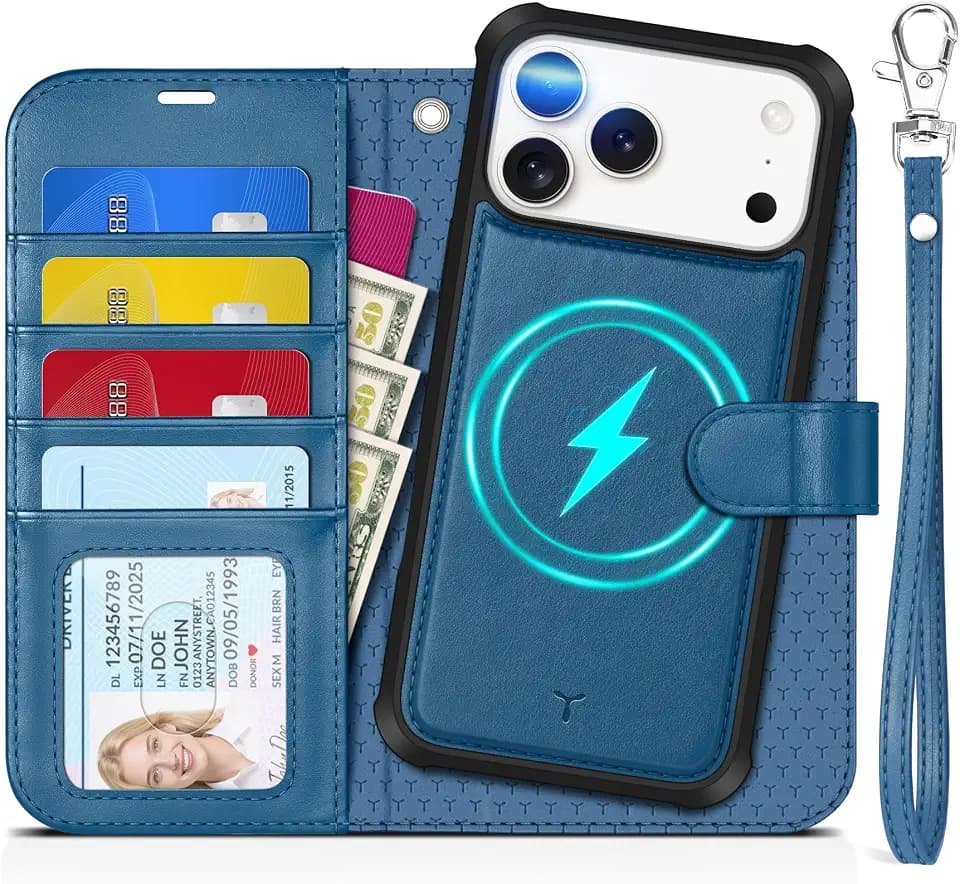 TUCCH Detachable Wallet Case for iPhone 18 Pro Max/17 Pro Max, Light Blue