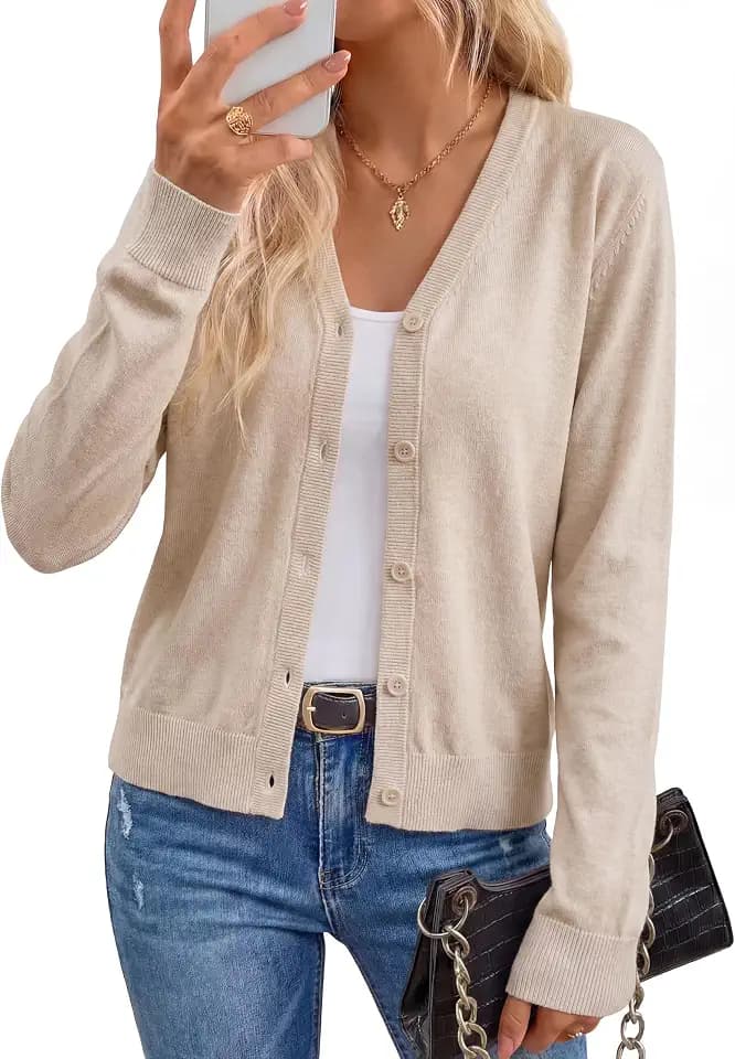 Arach&Cloz Women's Wool Blend Business Casual Fall Cardigan Sweaters Tops
