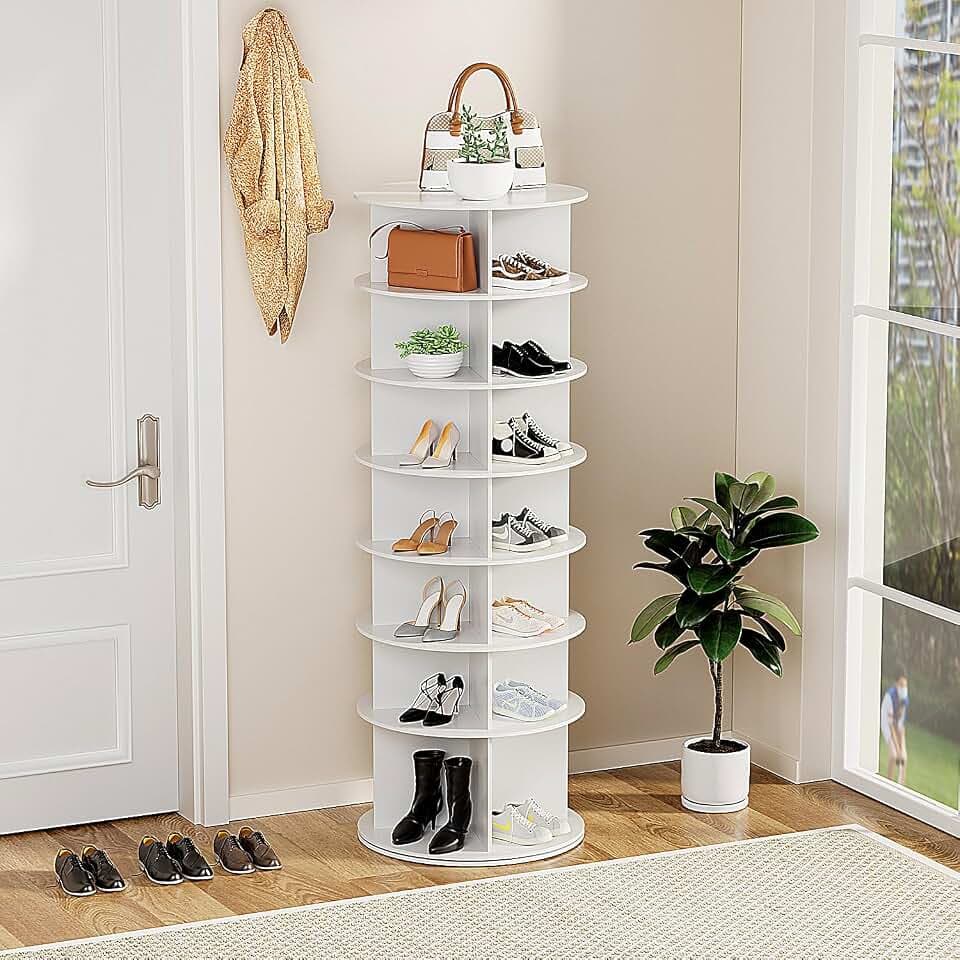 bimiti 360° Drehbares schuhschrank mit 7 Ebenen Schuhregal Multifunktionale