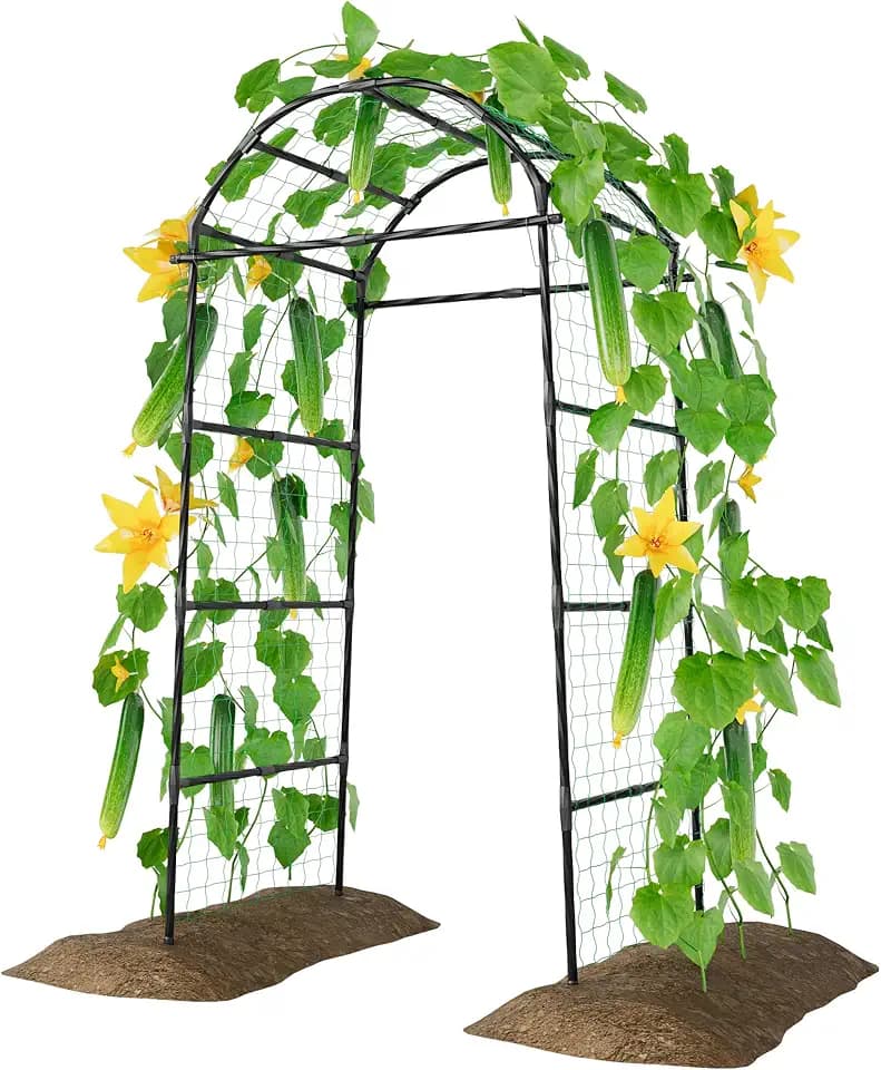 Miory Garden Arch Trellis for Climbing Plants Outdoor, 7ft Tall Plants Support Trellis for Climbing Vine Tomato Vegetable Flower Fruit, Cucumber Trellis for Raised Bed (32 x 83 Inch)