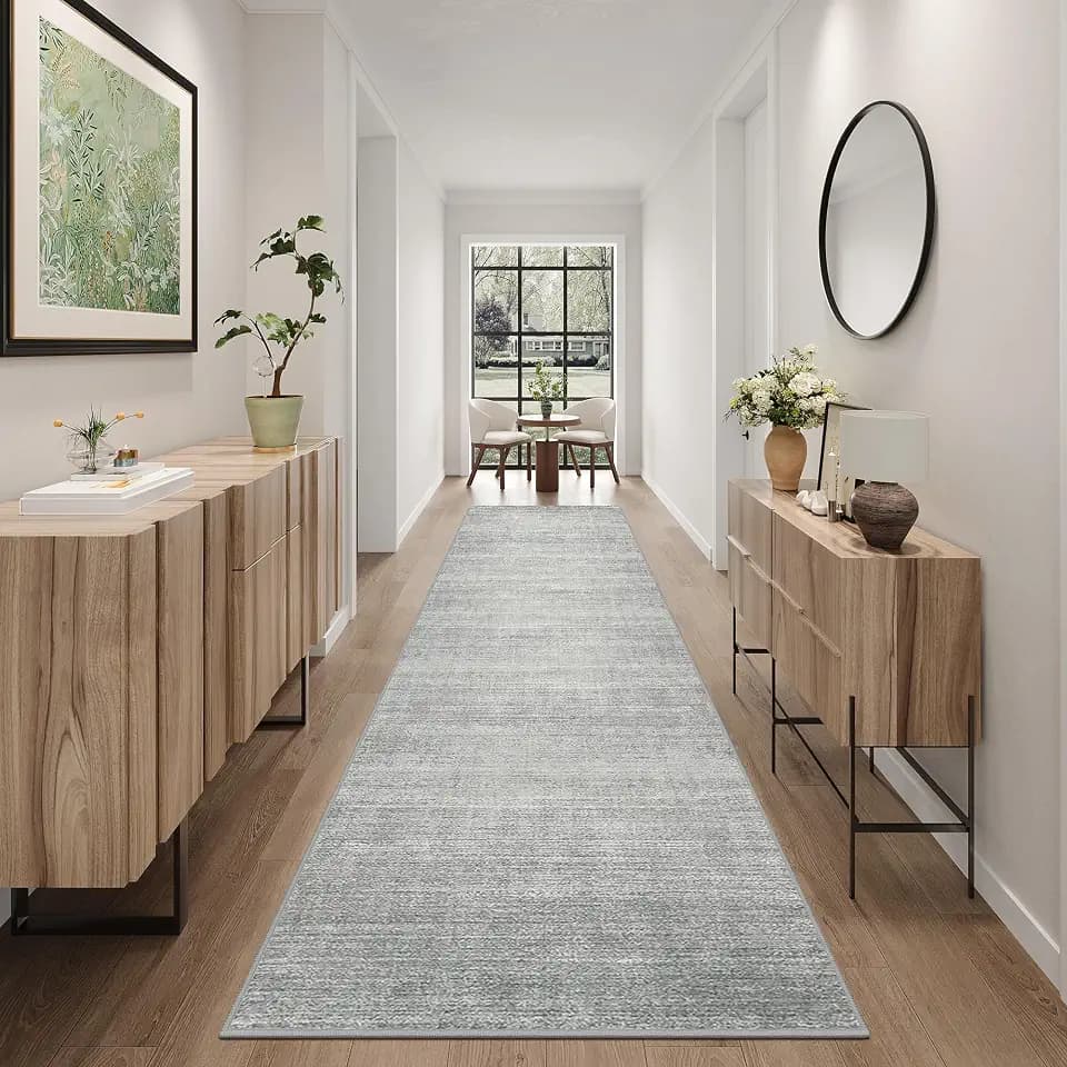 2x12 Runner Rug Non Slip, Washable Rug Runners for Hallways,Grey