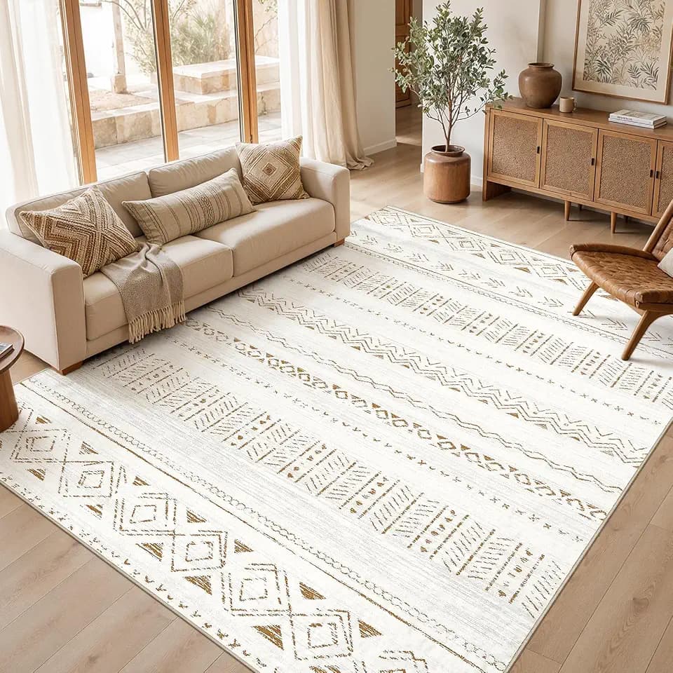 cotiled Boho 9x12 Area Rug for Living Room: Large Moroccan Washable Rug