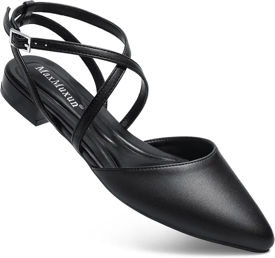 MaxMuxun Women's Ballet Flats Shoes Pointed Toe Low Heel Dress Shoes Comfortable Dressy Flats for Casual Wedding Office Party Business