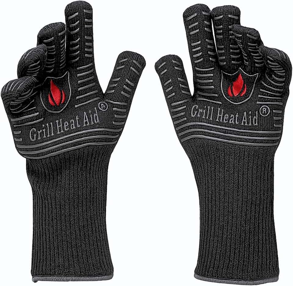 GRILL HEAT AID Grill Gloves Heat Proof for Men Grilling BBQ Heat Resistant Gloves