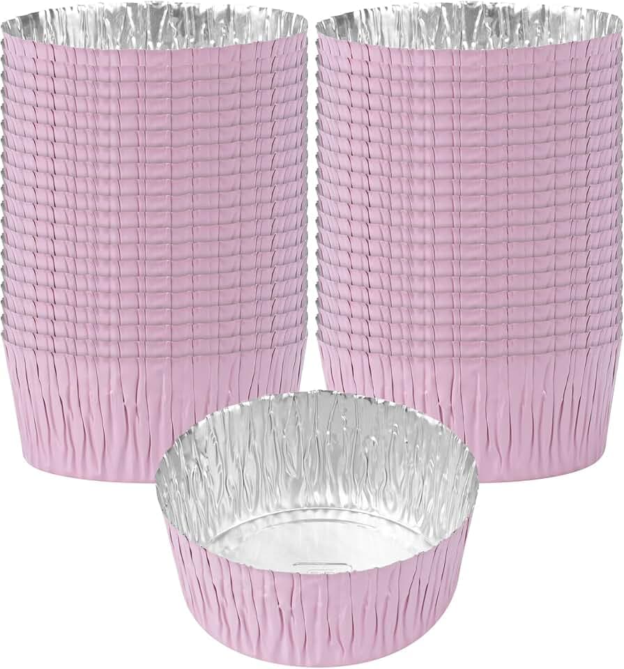 Restaurantware 3 oz Round Pink Foil Ramekin Cup, 200 Pack