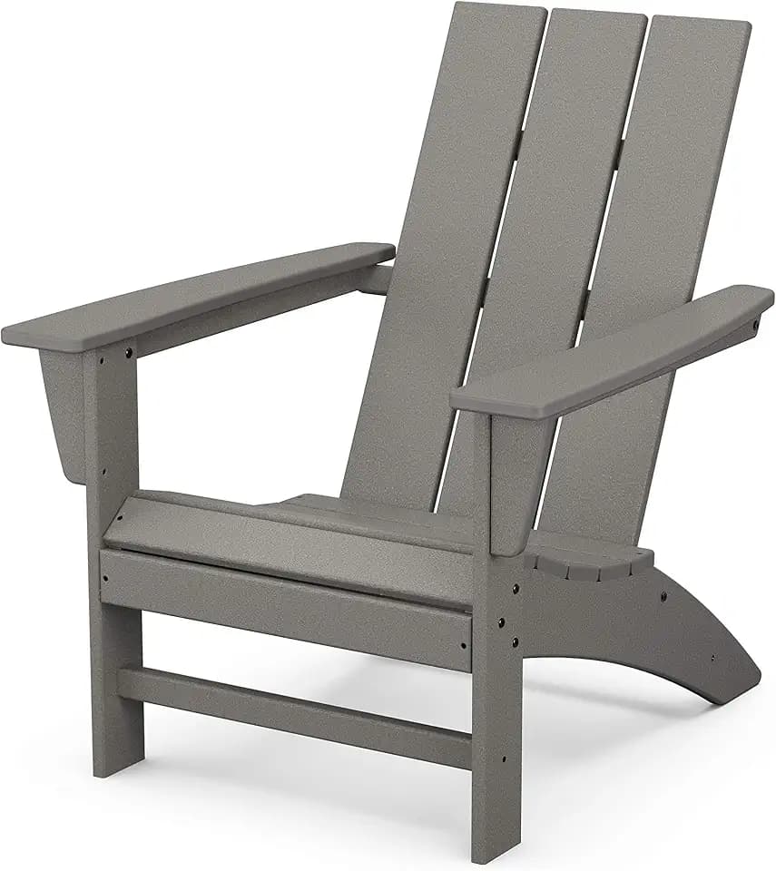 POLYWOOD Modern Adirondack Chair – All-Weather Outdoor Lawn Adirondack Chairs – HDPE, Fade-Resistant & Durable Outdoor Furniture – For Patio, Deck & Fire Pit Chairs – Grey