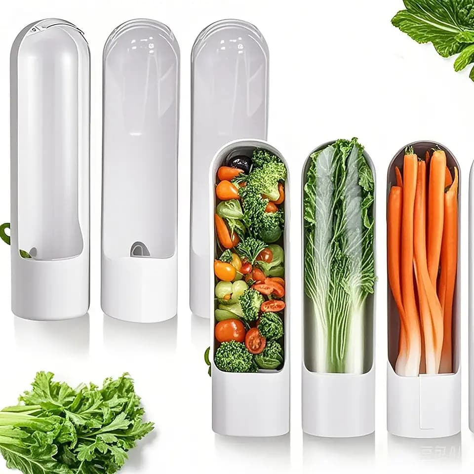 Set mit 3 Behältern zur Aufbewahrung von Kräutern, Koriander, Petersilie, Spargel, Minze, Gemüse für den Kühlschrank, hält Gemüse 2-3 Wochen frisch