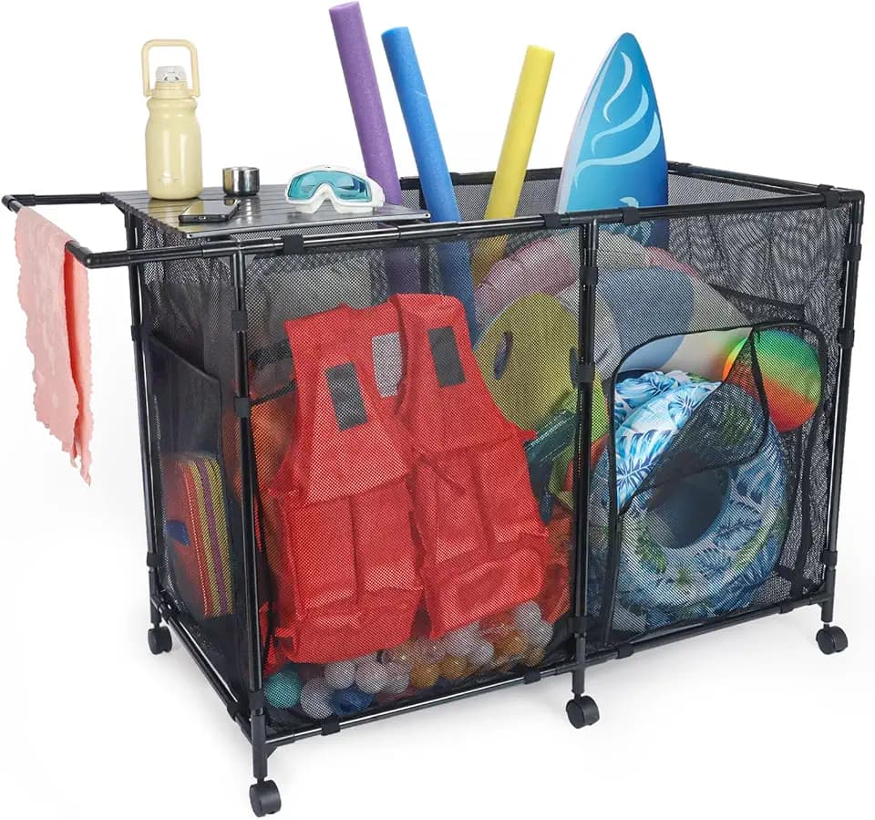 152Gal Pool Float Storage, Pool Toy Storage, Tabletop Dry Zone(Iron)