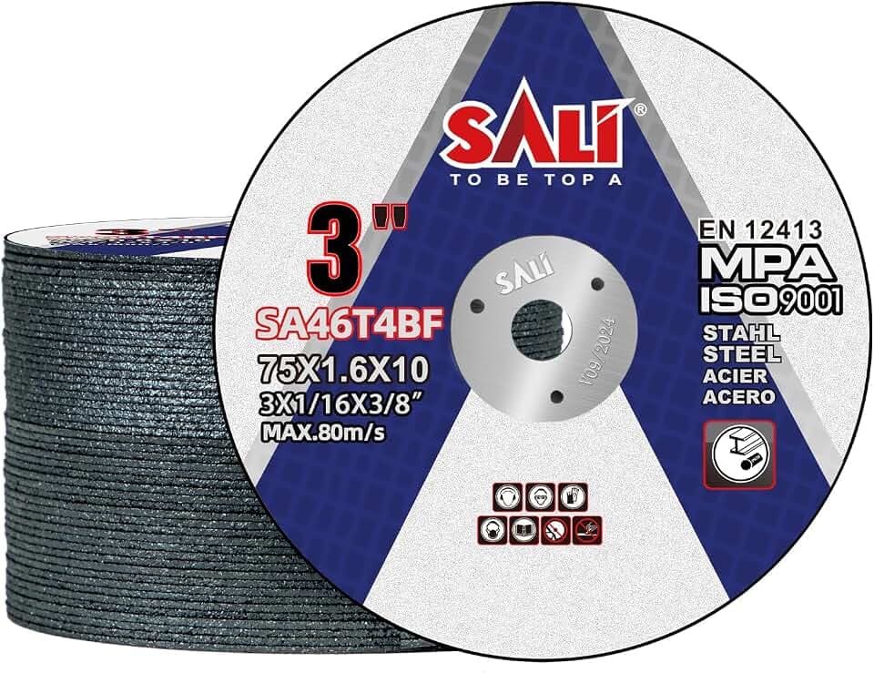 SALI 50 Pack Cut Off Wheels 3 Inch General Purpose Metal Cutting Wheel for 3 in Angle Grinders and Die Grinders- Cutting Disc Aggressive Cutting 3" x 1/16" x 3/8" Operating Up to 20380 RPM and 80 M/S