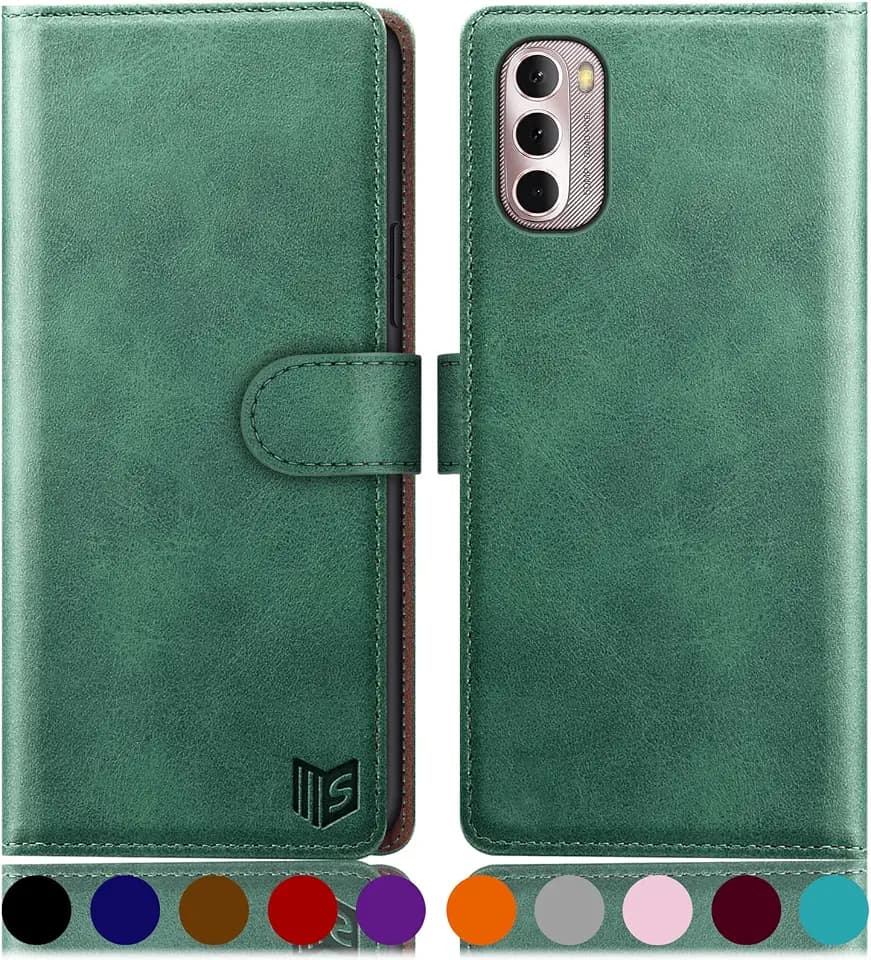 SUANPOT for Motorola Moto G 5G 2022 Wallet case 【RFID Blocking】 Credit Card Holder, Flip Folio Book PU Leather Phone case Shockproof Cover Women Men for Moto G 5G Phone case (Sea Green)